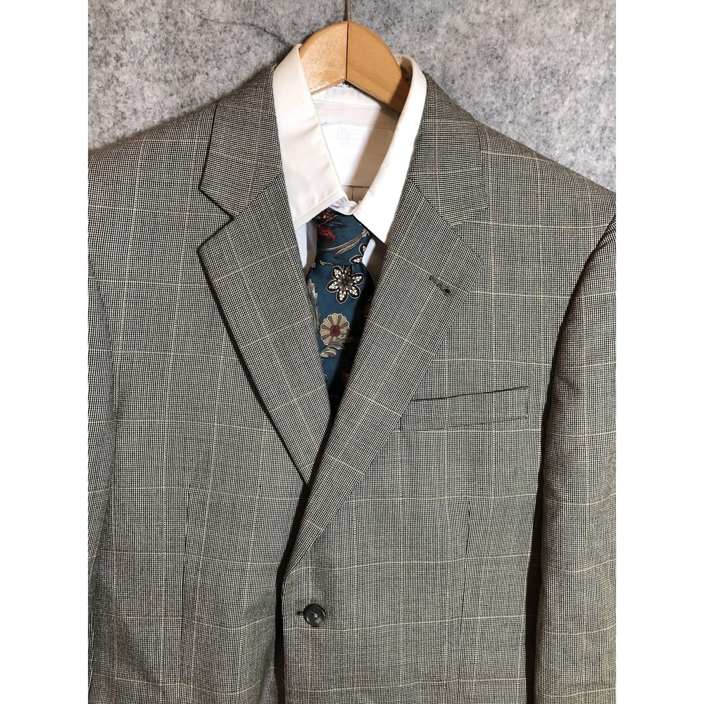 Jos. A. Bank Signature Sport Coat Mens 40R Gray Silk Wool Glen Plaid Blazer